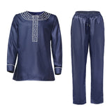 MD 2020 New African Men Clothes Dashiki Embroidery Shirt Pants 2 Pieces Set Musulman Ensembles Bazin Riche Ankara Outfit PH8086