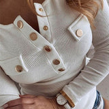 Spring Women&#39;s Sweaters Solid Button Long Sleeve Pullovers of Female V-Neck New Fashion Clothes Lady Casual Slim Women Pullover