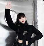 Spring Large Size Streetwear Two-Piece Skirt Spring Plus Size 4XL Punk Chain Ribbon Skirts Women 2 Piece Suit For Female