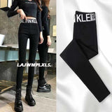 2021 Autumn Spring New Black leggings Casual Elastic High Waist stretch feet pants women&#39;s Metal Buttons was thin Pencil Pants