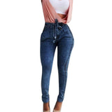 70% Hot Sell  2021  Fashion Plus Size Fashion Belted High Waist Stretch, Comfortable Skinny Jeans Women Stretch Denim Long Pants