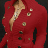 Warm Autumn Winter Thickening Knitted Sweater Women Casual Zipper Polo Collar Loose Knitted Pullovers Female Buttons Jumper