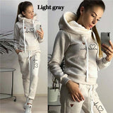 Casual Two Piece Outfits Pullovers Hoodies Jogger Pants Sets Spring Autumn Tracksuit Woman Fleece Suit 2021 Sweatsuits for Women