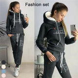 Casual Two Piece Outfits Pullovers Hoodies Jogger Pants Sets Spring Autumn Tracksuit Woman Fleece Suit 2021 Sweatsuits for Women