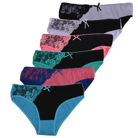 FUNCILAC Woman Underwear Women's Panties Sexy Cotton Lace Briefs Ladies Knickers Intimates Lingerie for Women (6pcs/)