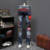 Heavy Wormanship Embrodiery Jeans New High Quality Designer Pants Nightclub Party Jeans Men Trousers Slim Fit