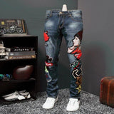 Heavy Wormanship Embrodiery Jeans New High Quality Designer Pants Nightclub Party Jeans Men Trousers Slim Fit